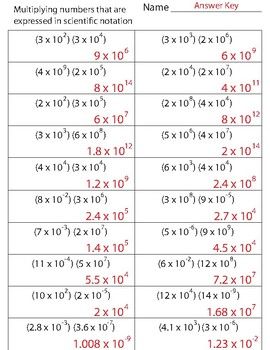 scientific notations worksheets with answers