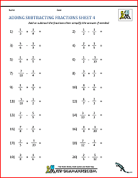 5th grade fractions worksheets