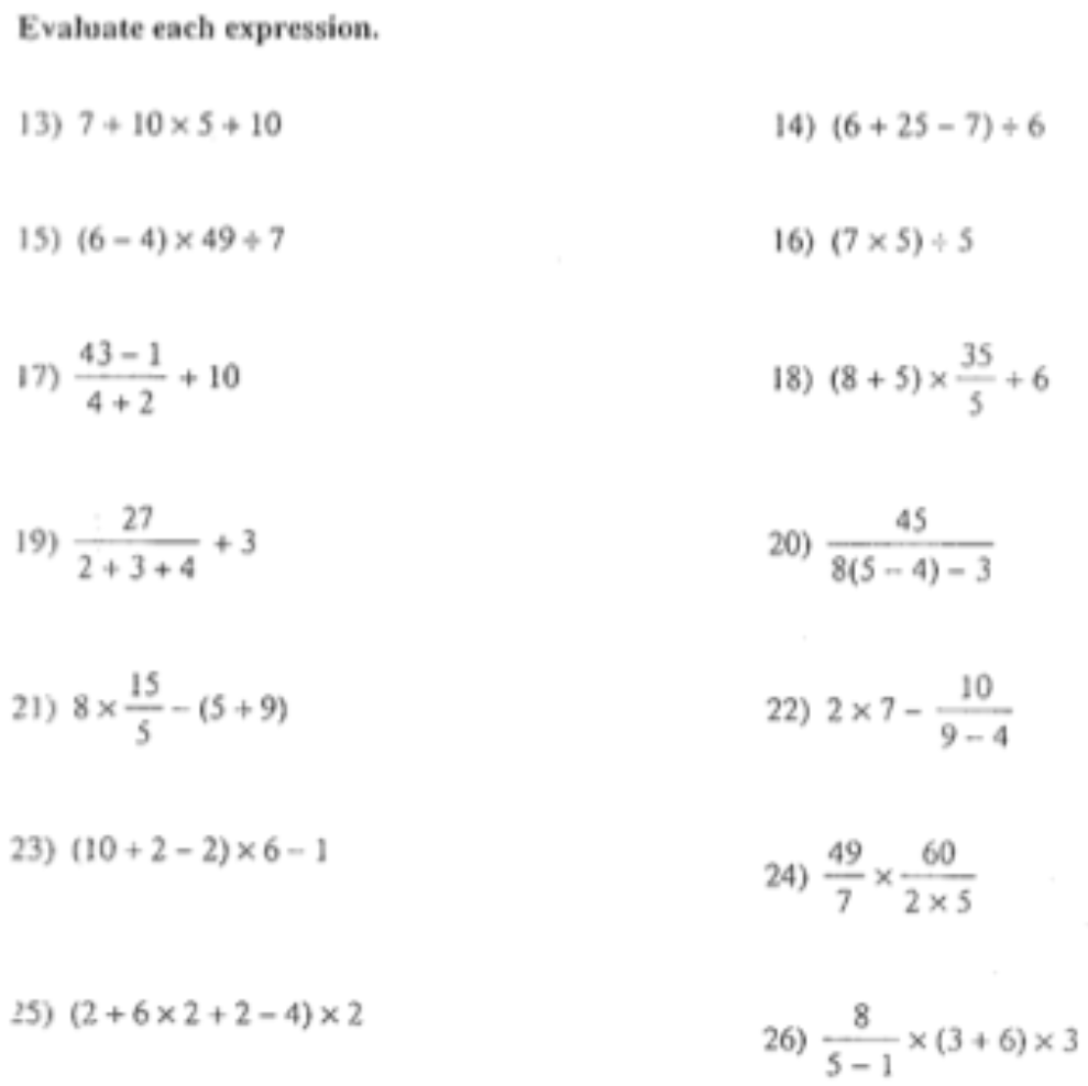 Inequalities Worksheets with Answer Key