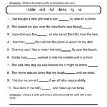 Prefix and Suffix Worksheets
