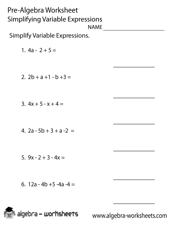 Writing Algebraic Expressions - Worksheets