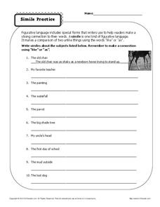 Similes or metaphors worksheets | Worsheets library