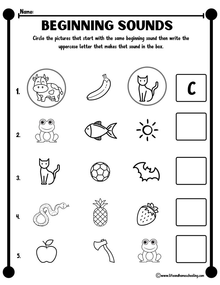 Beginning Sounds Worksheets -Worksheets Library