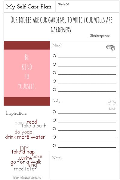 Daily Self-Care Worksheet Bundle Printable - Surviving Mom Blog