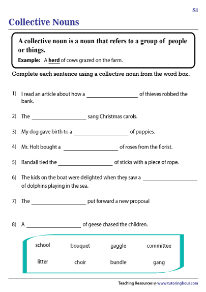 Collective Nouns Worksheet: Free Printable PDF for Kids
