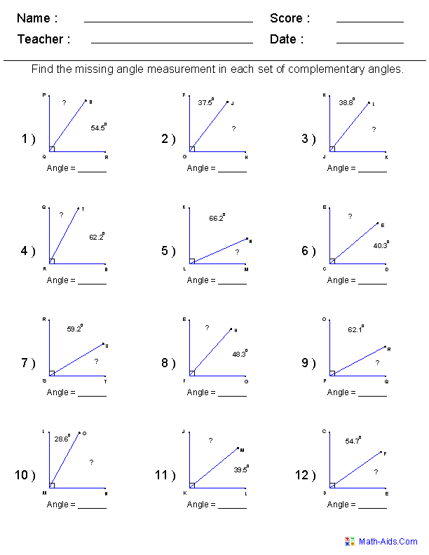 Geometry Worksheet: Transversals and Related Angles with Algebra