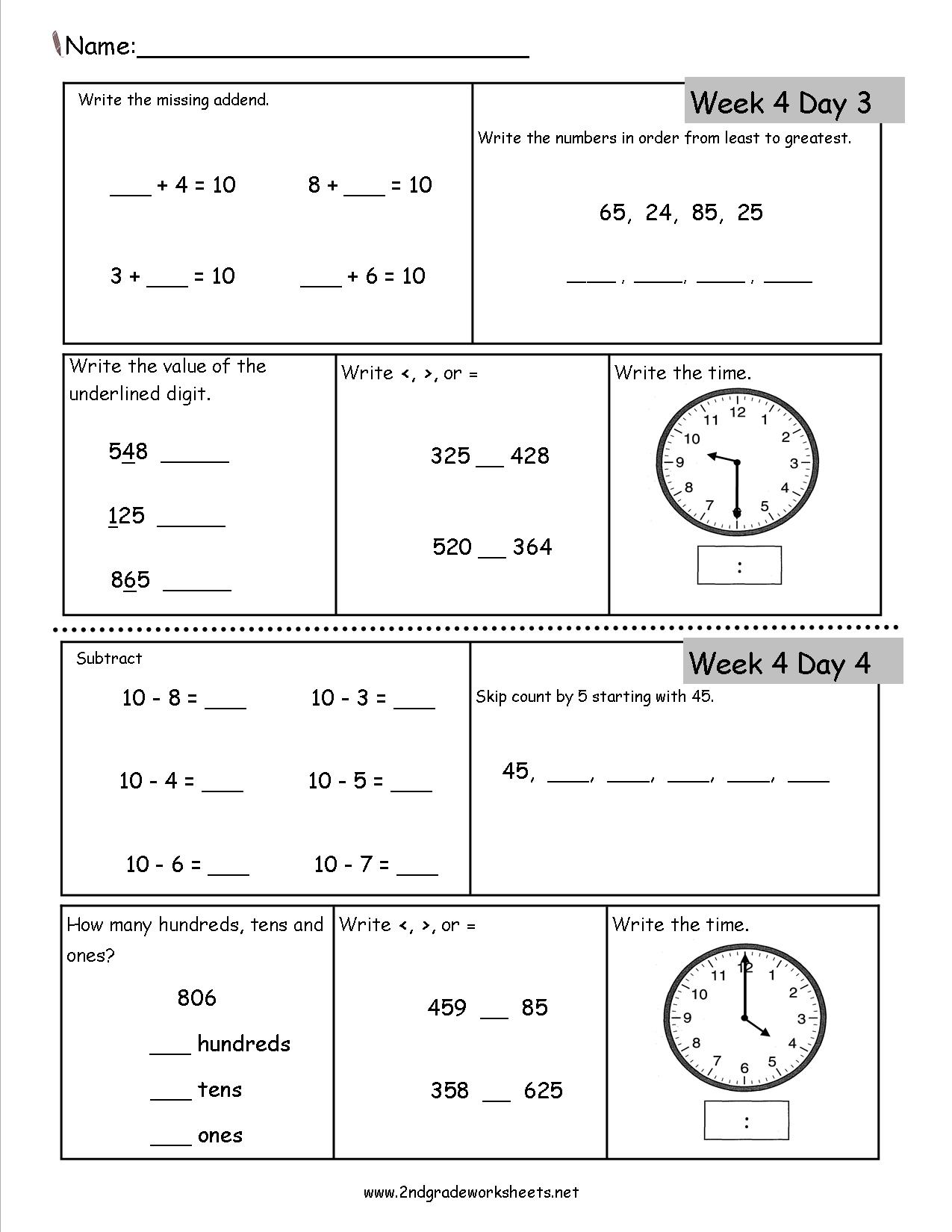 2nd Grade Math Worksheets 50 Pages 1400 Math Problems - Etsy