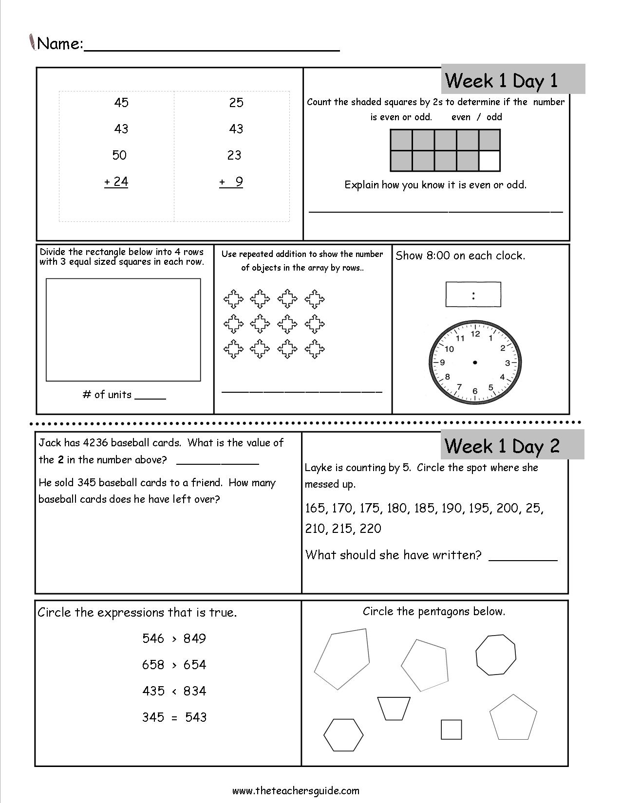 3rd Grade Math Worksheets PDF by Soumara Siddiqui | TPT