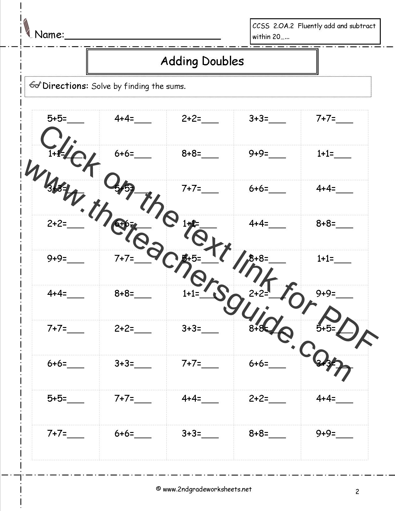 Free Printable 2nd Grade Math Review Worksheet