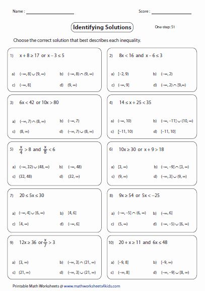 solving compound inequalities worksheets