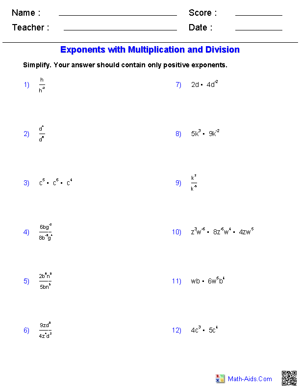 Algebra 1 Worksheets with Answers PDF | Printable Algebra 1 Math 