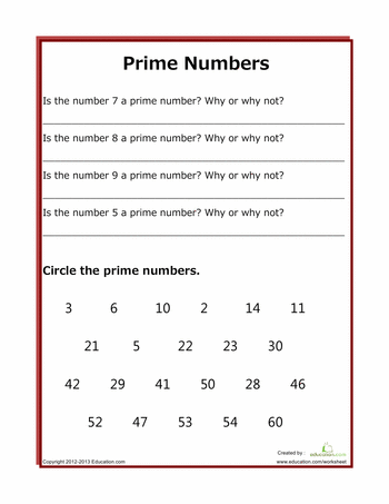 Prime and Composite numbers | Math Fun Worksheets