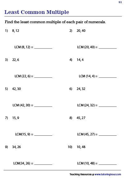 Least Common Multiple from Multiples of Numbers to 10 (LCM Not