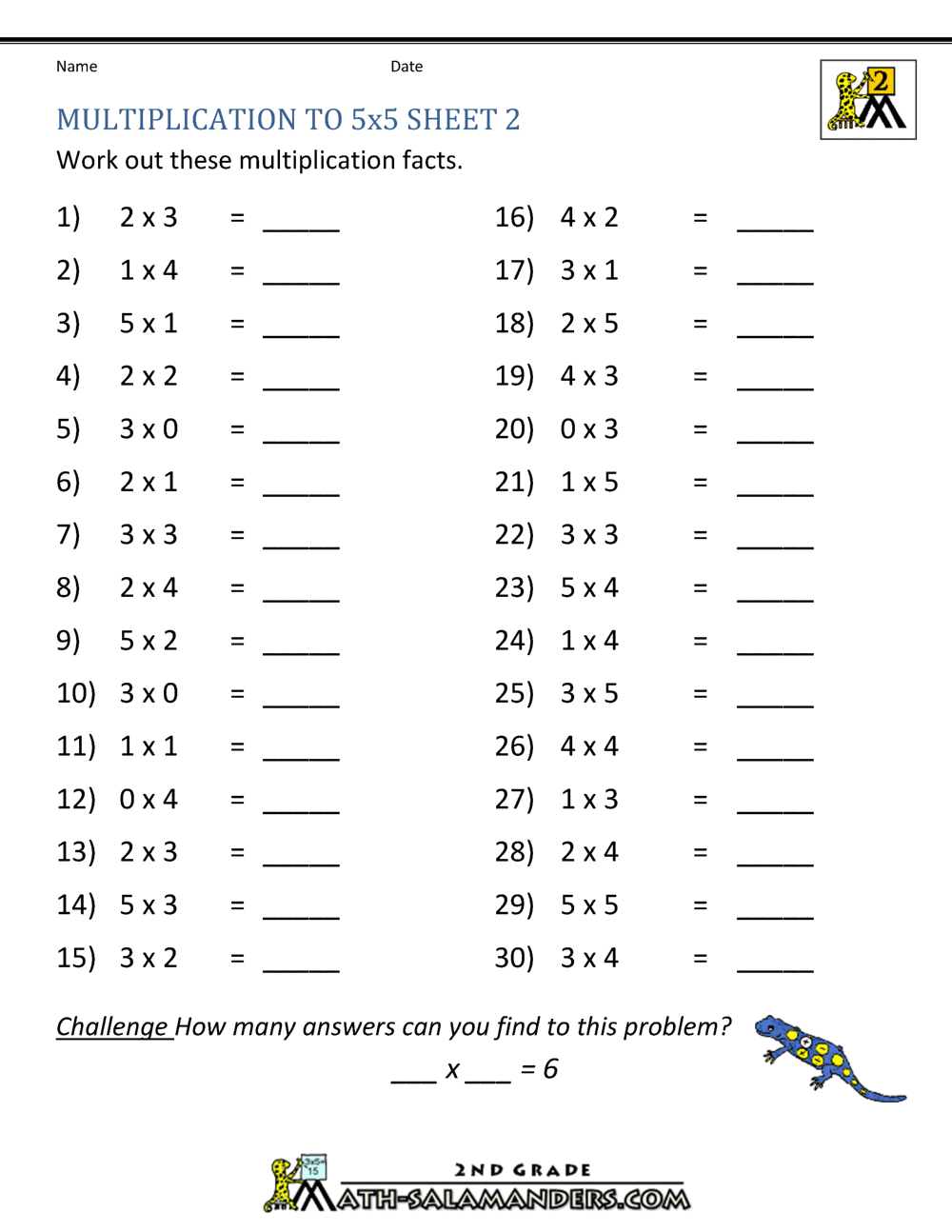 24 Multiplication Practice Printable Worksheets. 2nd-4th Grade Math.