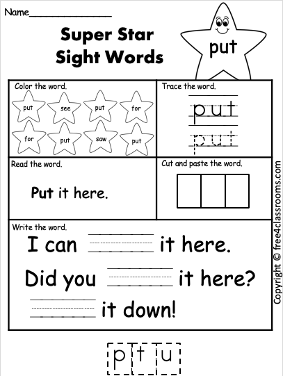 25+ FREE Printable Kindergarten Sight Word Worksheets