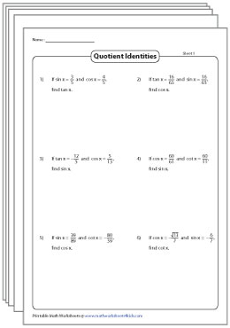 trigonometric identities worksheets with answers