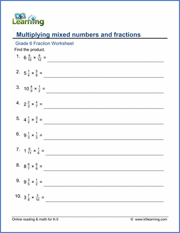 Grade 6 Fraction Worksheets | Free Printables | Math Worksheets