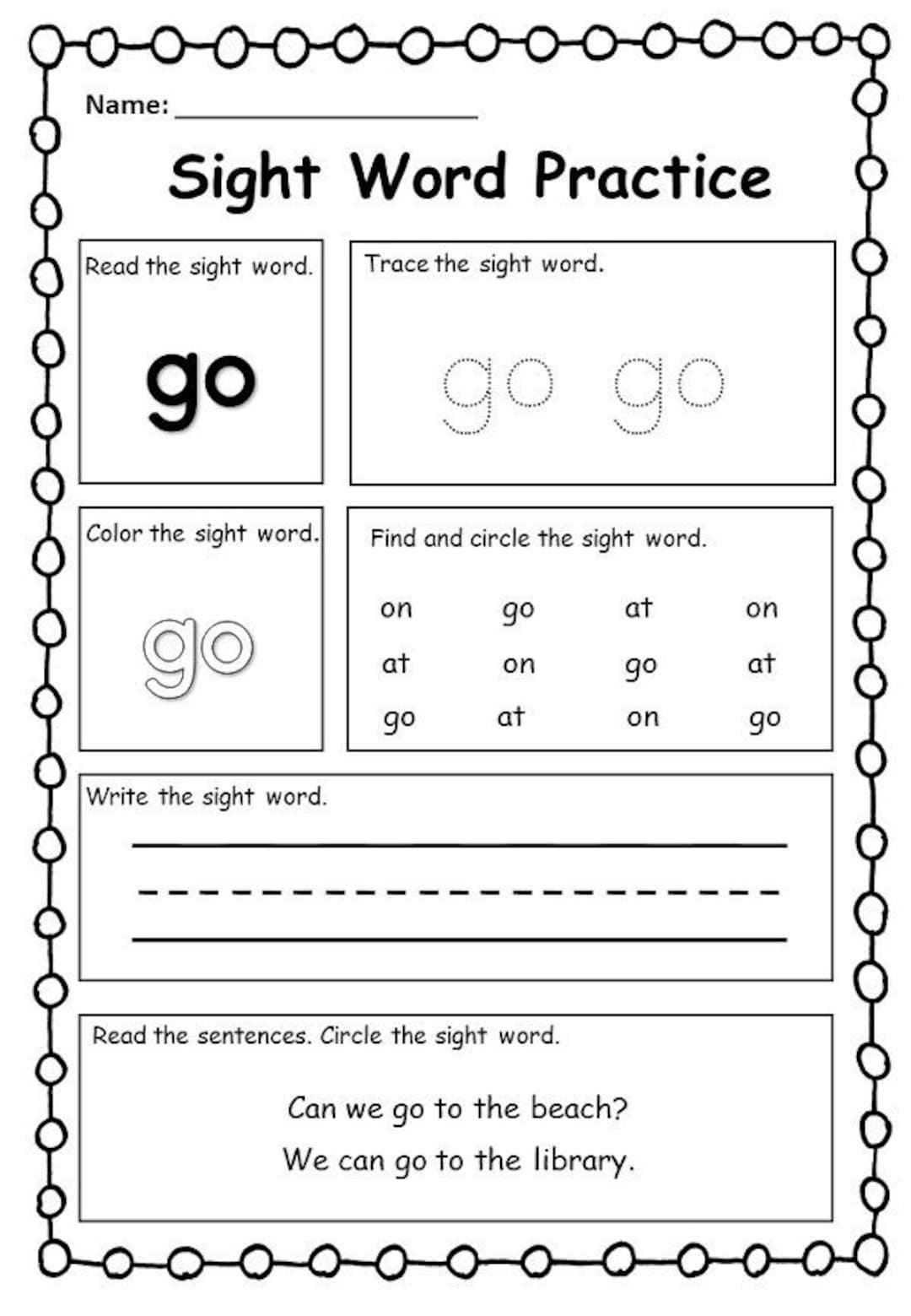 100 Sight Words Worksheets | WorksheetsGO