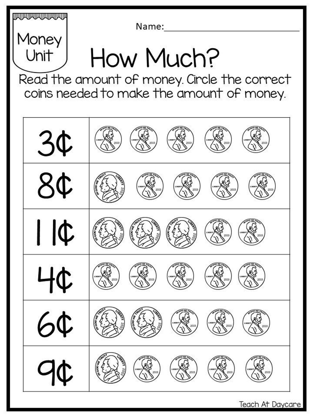 Printable Money Matching Worksheet With Coins – SupplyMe