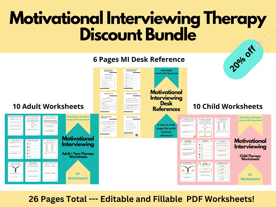 Motivational Interviewing Change Talk Worksheet PDF - TherapyByPro