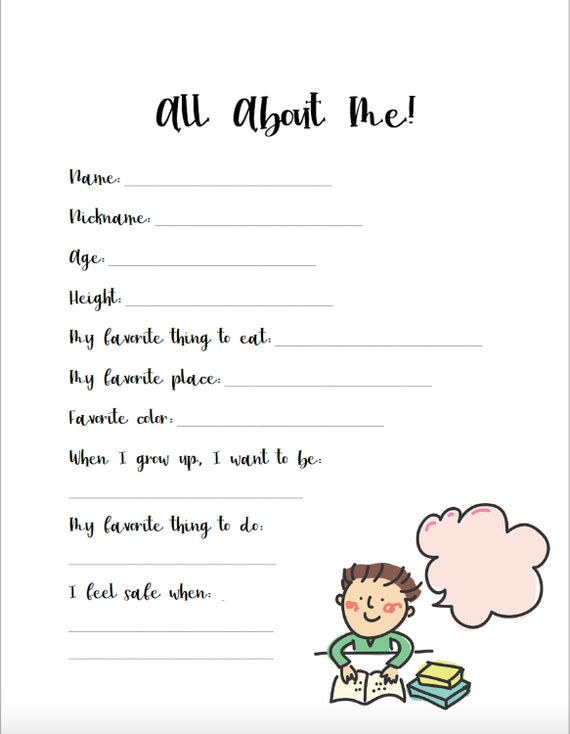 All About Me Printable Worksheets - 50 FREE Printables | Printabulls