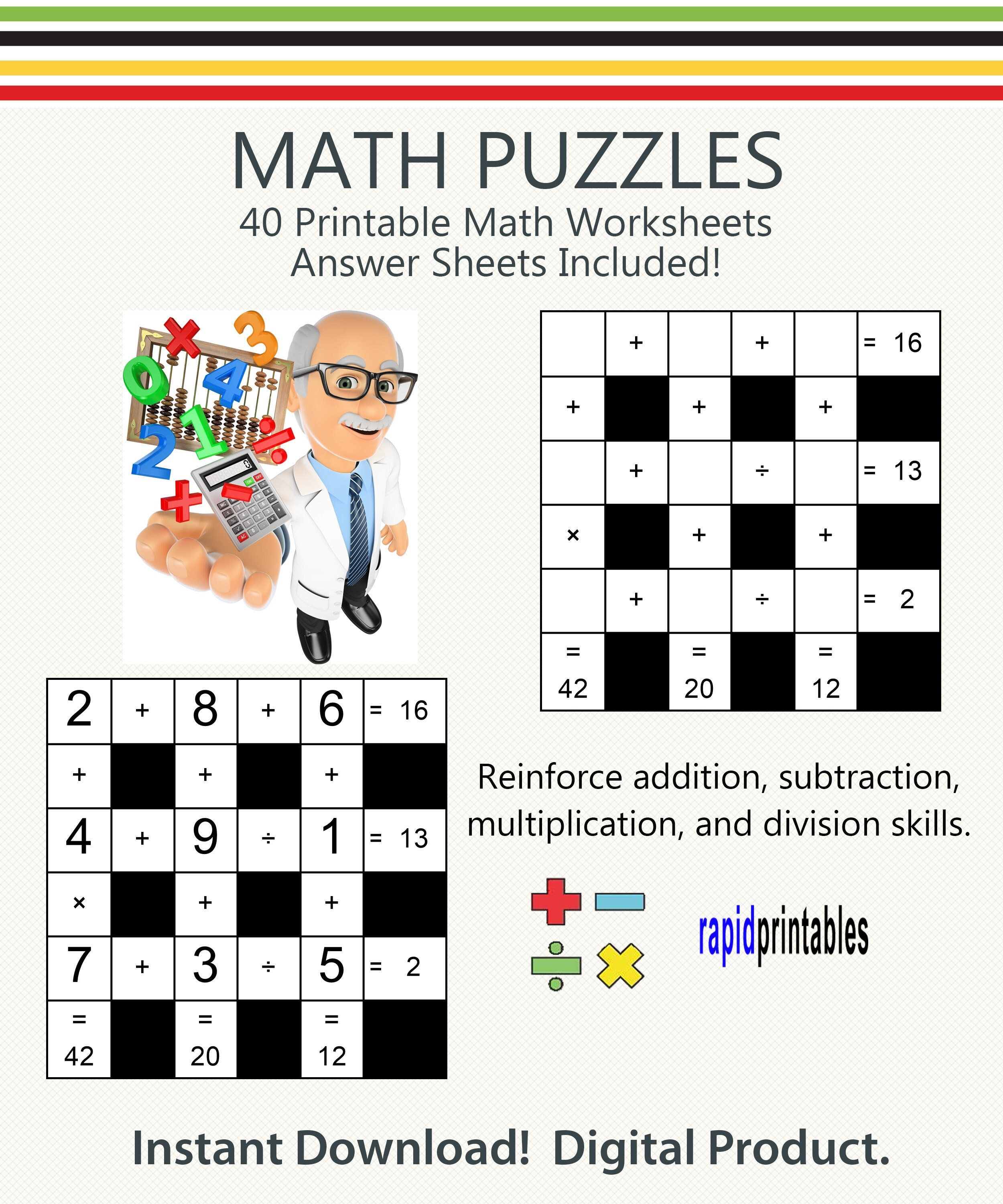 Free Math Puzzles Worksheets pdf printable | MATH ZONE FOR KIDS