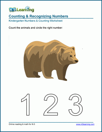 Number matching, counting and number writing worksheets