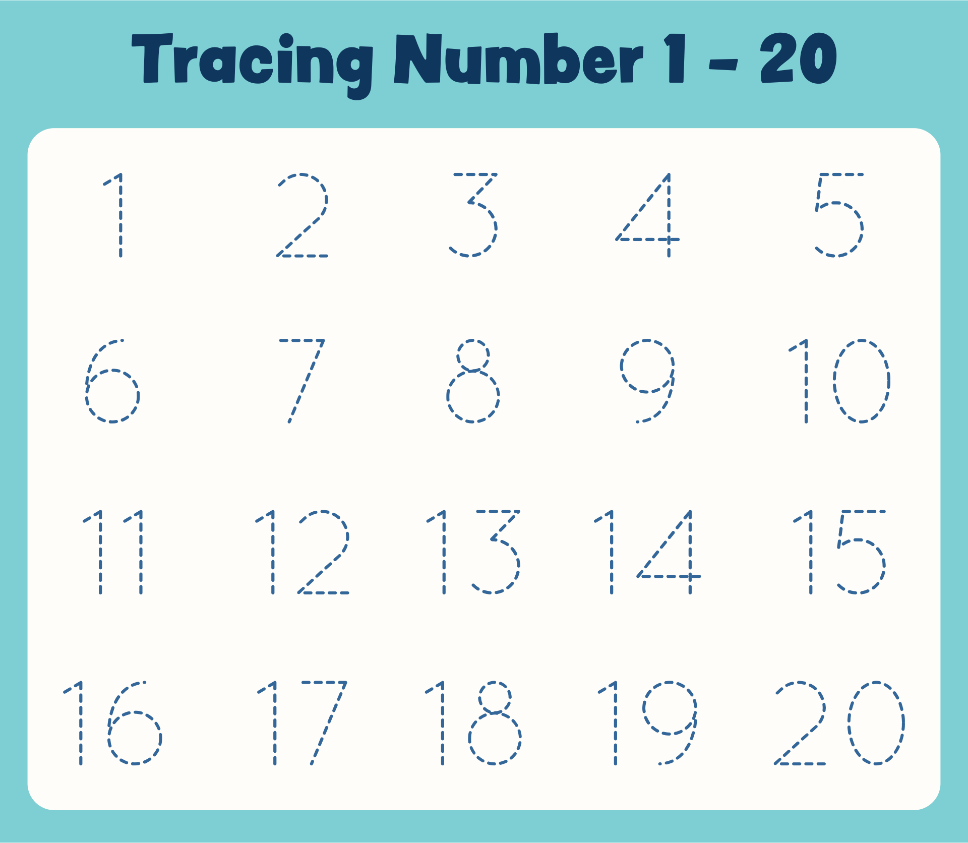 Free Writing Numbers 1 to 20 Worksheets - The Teaching Aunt