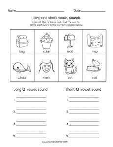 Short or Long Vowel Worksheet for 1st Grade (Free Printable)