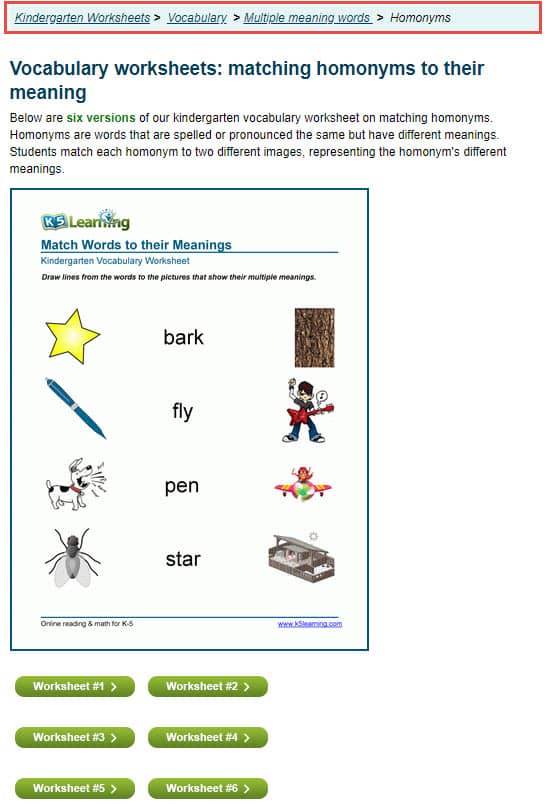 Elementary education: interactive worksheets and online exercises 