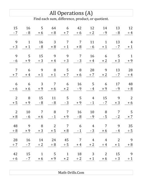 mad minutes math worksheets