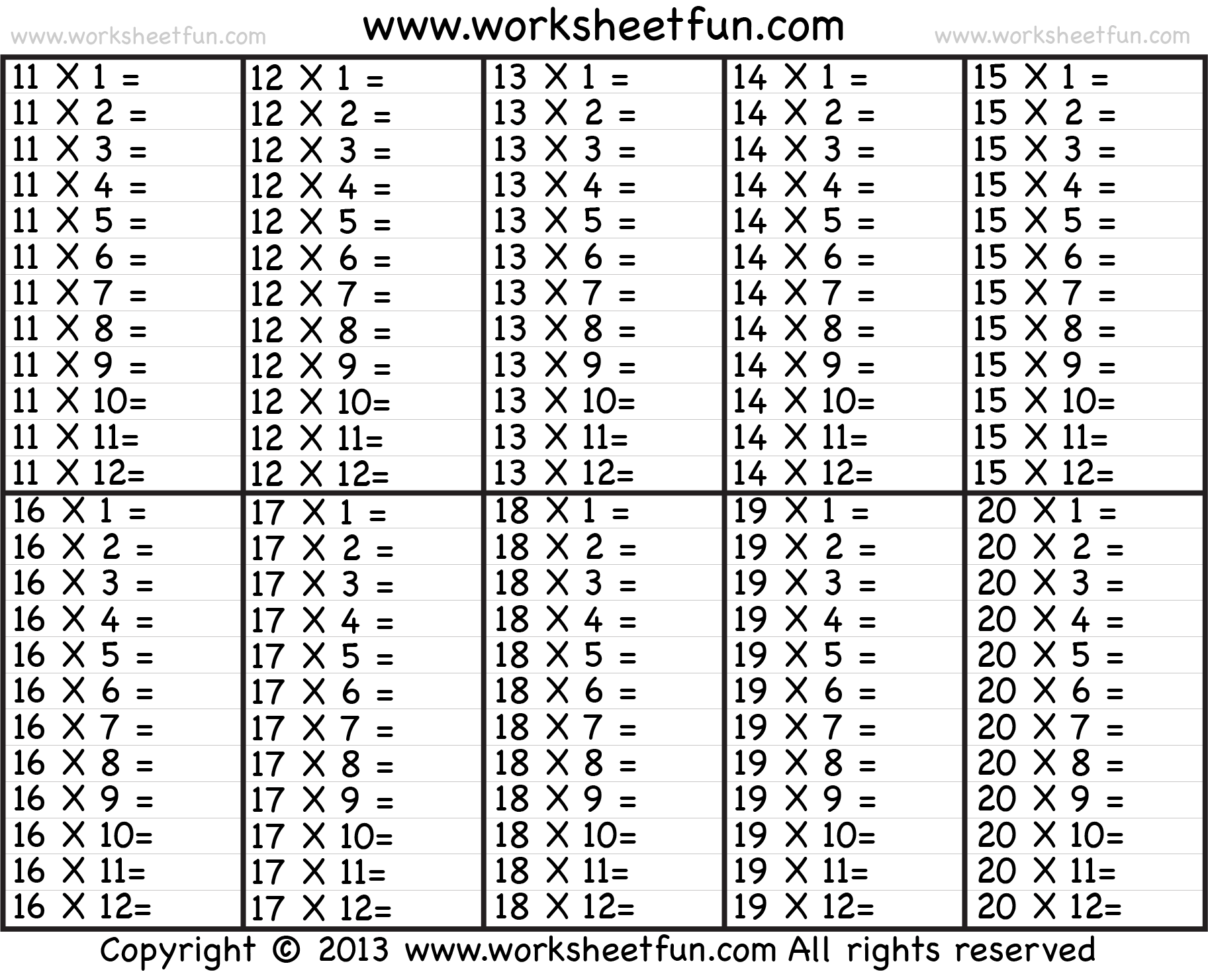 Daily Printable 5 X Times Tables Practice Worksheets With - Etsy 