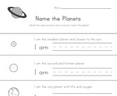 Solar System Worksheets for grade 1-2