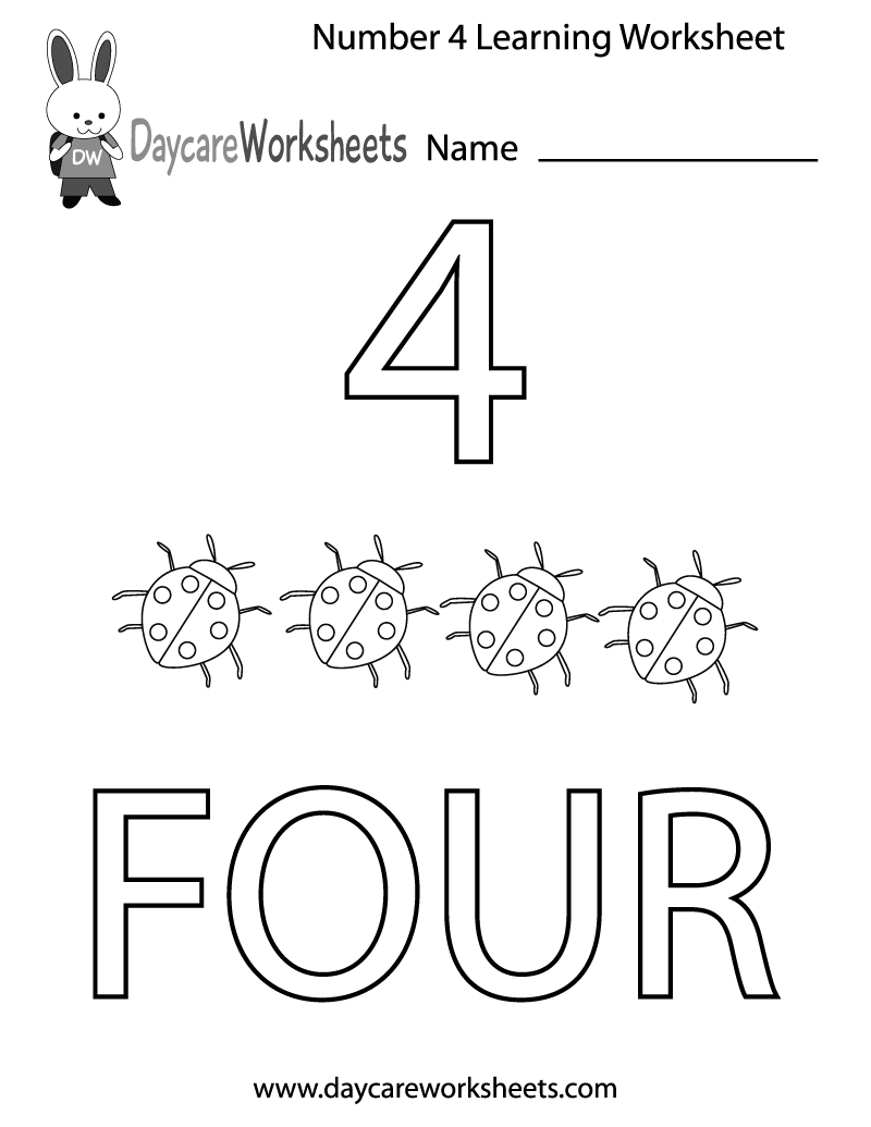 Number 4 worksheets | guruparents