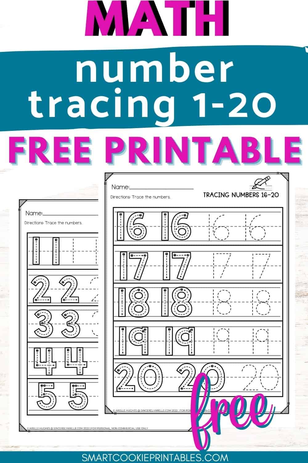1-20 numbers tracing worksheets - worksheetspack