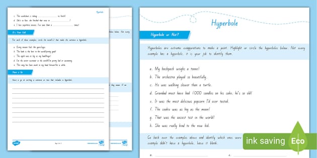 hyperbole worksheets