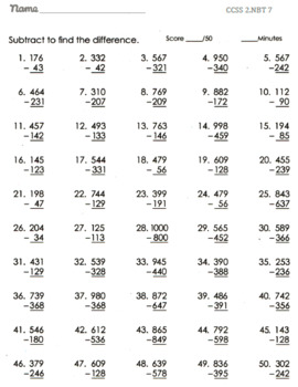 2 Digit Subtraction Worksheets
