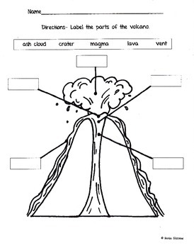 Volcano Words Worksheet for kids