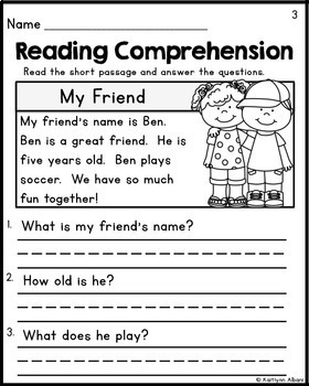 Kindergarten Reading Comprehension Worksheets -Worksheets Library