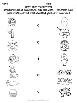 vowel worksheets for kindergarten