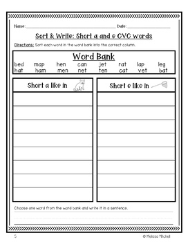 Long and Short Vowel Sounds Worksheets