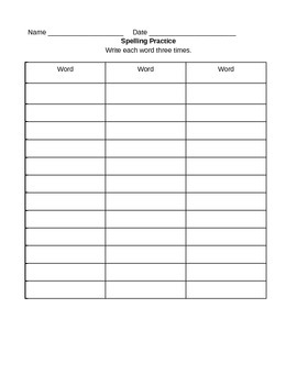 free printable blank spelling worksheets
