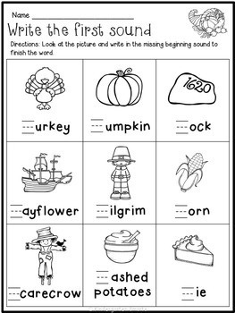 thanksgiving worksheets for kindergarten
