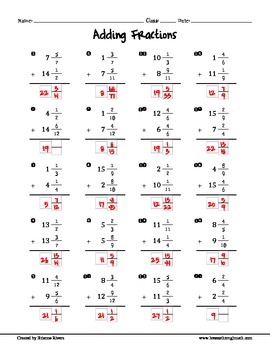Grade 6 Fractions Worksheets: Convert mixed numbers to fractions 