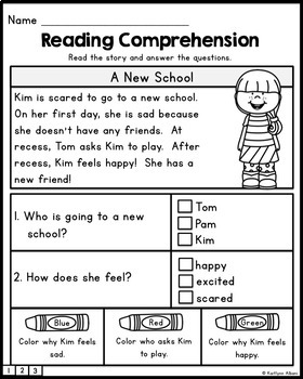 Kindergarten Reading Comprehension Worksheets - Superstar Worksheets