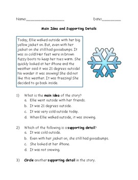 main idea and supporting details worksheets