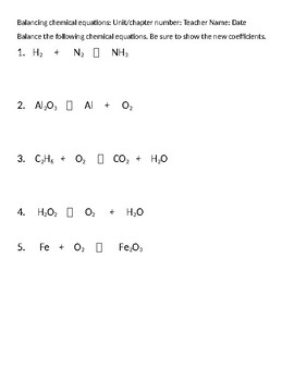 20 Balancing Chemical Equations Worksheets (+ Answers)