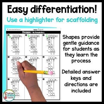 Differentiated Long Division Worksheets for FREE - Caffeine Queen 