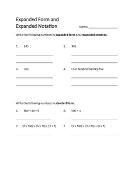 CBSE Class 1 Maths Expanded Notation Worksheet