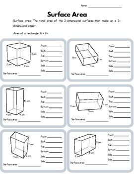 surface areas of prisms and cylinders worksheets